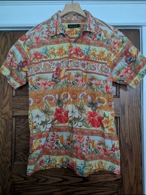 BeanPole Tropical Hawaiian Short Sleeve Button Down Shirt, Mens Size 120 ( XL)